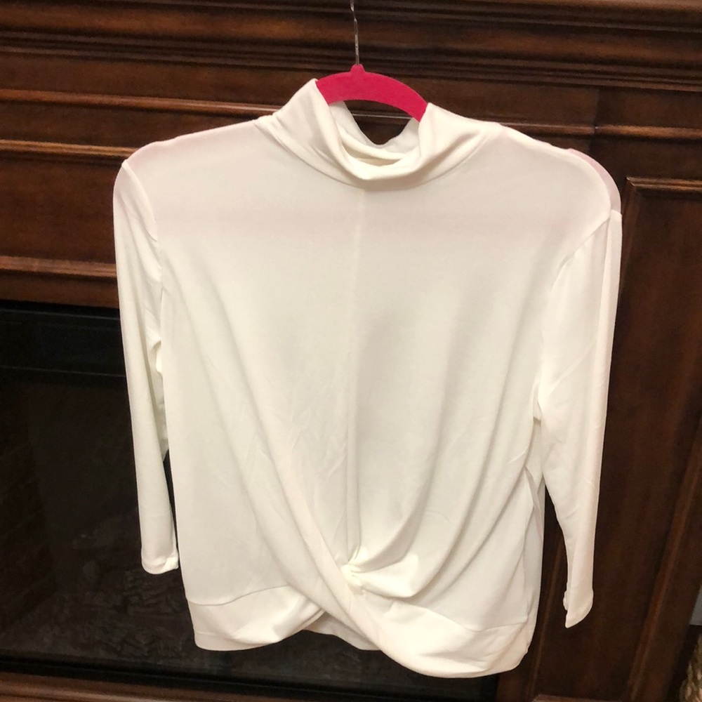 NWT NY & Co cream mock neck blouse